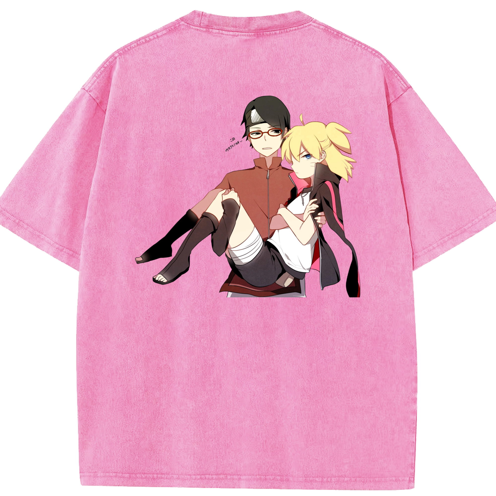 （画像用） NARUTO -ナルト- うちは サラダ Uchiha Sarada 綿100% ヴィンテージ風 半袖Tシャツ（背面プリント）